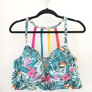 Strappy-Back Longline Swim Bikini Top